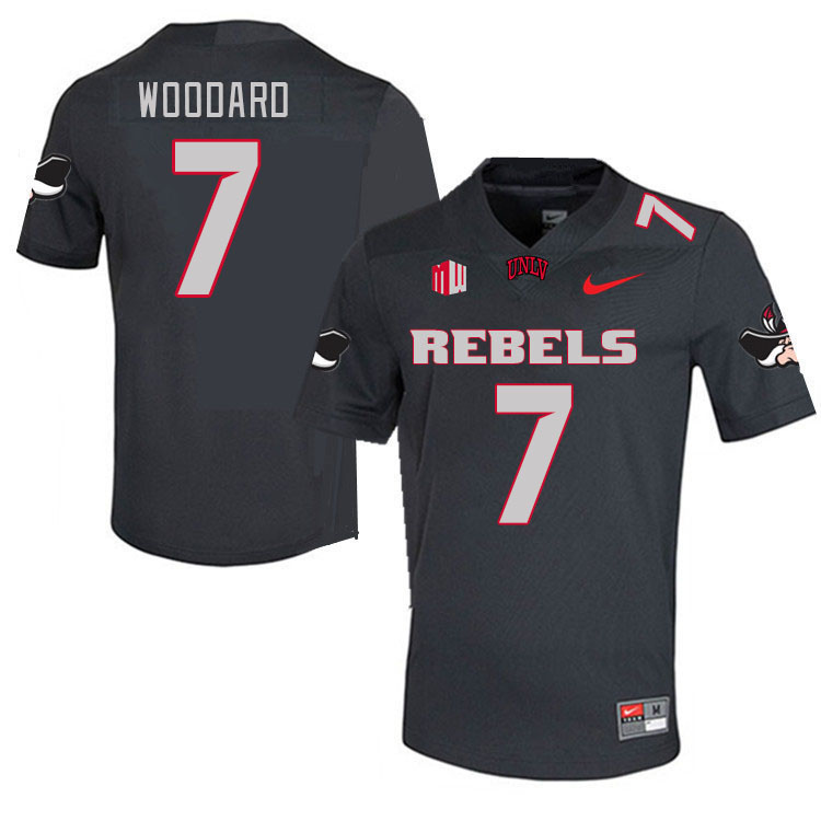 Men #7 Jackson Woodard Unlv Rebels College Football Jerseys Stitched-black